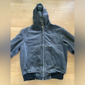Mens Carhartt Black Denim Bomber Hoodie Size Small